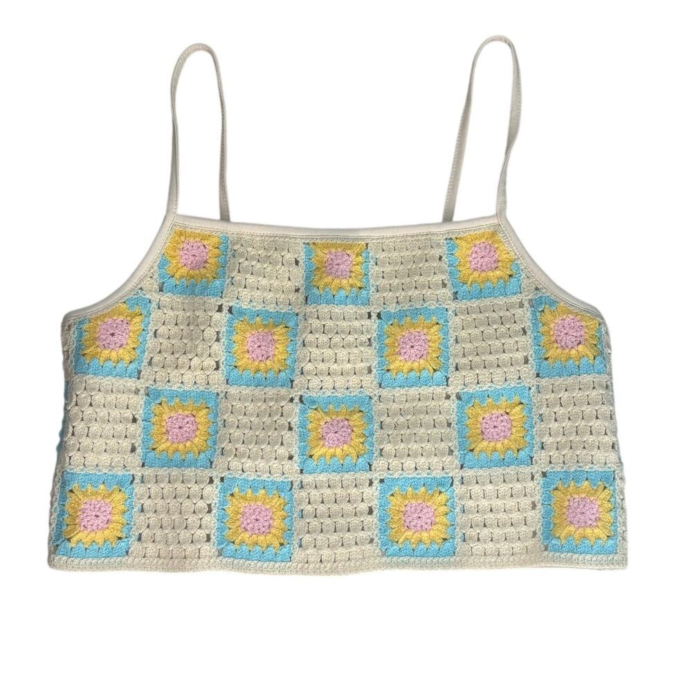 Wild Fable Cream Crochet Top Medium